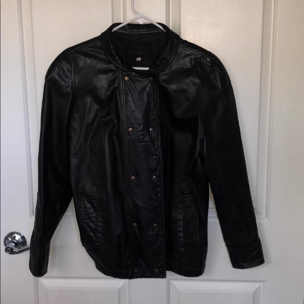 Fendi Leather Black Jacket Size L
